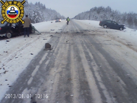 Сводка ДТП на дорогах Республики Коми 1 января 2013 года